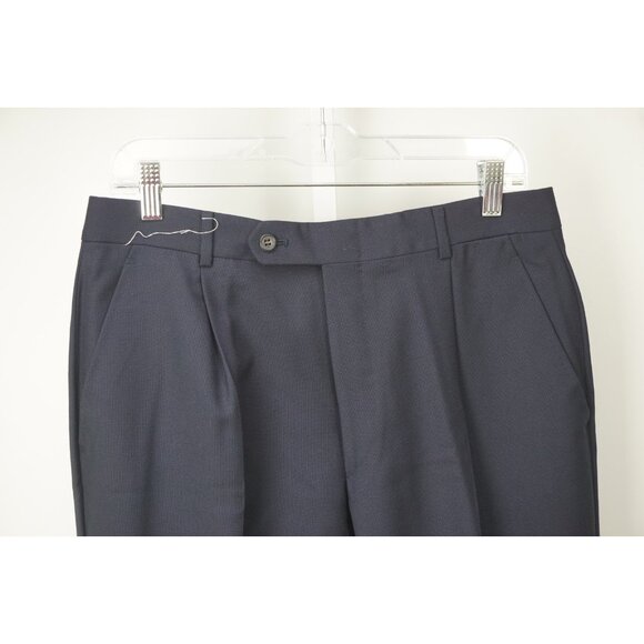 Burberry London S120s Wool Woven Blue Dress Pants Sz 48 NEW